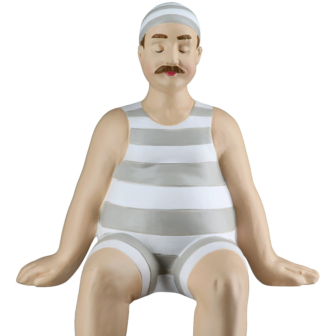 Kantensitzerfigur Mann Benny im 2er Set aus Kunstharz in Beige und Weiß