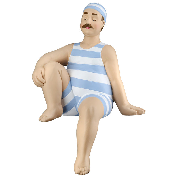 Kantensitzerfigur Mann Benny im 2er Set aus Kunstharz in Hellblau und Weiß