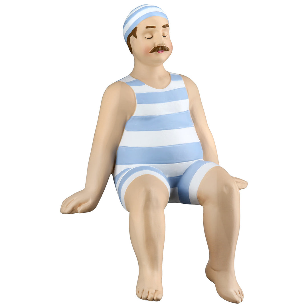 Kantensitzerfigur Mann Benny im 2er Set aus Kunstharz in Hellblau und Weiß