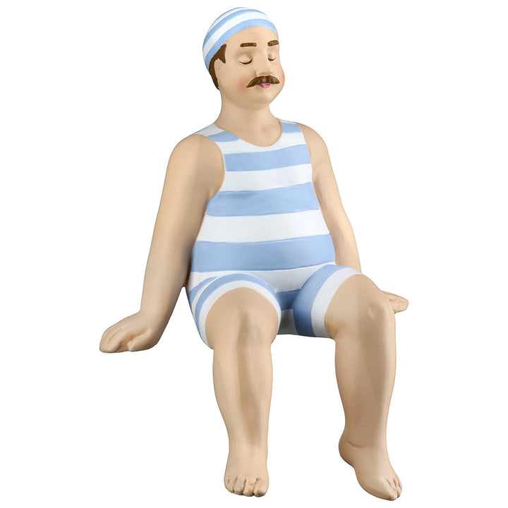 Kantensitzerfigur Mann Benny im 2er Set aus Kunstharz in Hellblau und Weiß