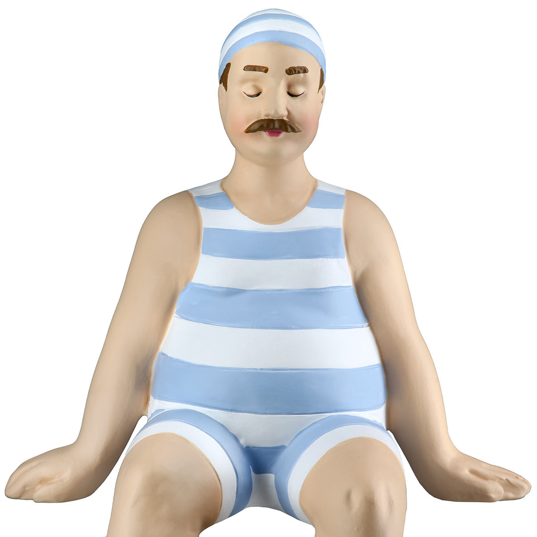 Kantensitzerfigur Mann Benny im 2er Set aus Kunstharz in Hellblau und Weiß