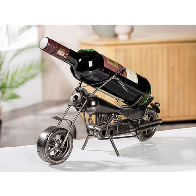 Flaschenhalter „Motorrad“ – silberfarben, aus Metall