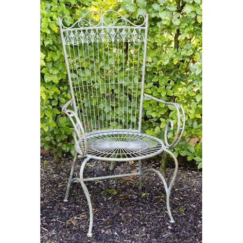 Gartensessel 117 cm – eleganter Metallsessel aus Eisen in Braun Grün
