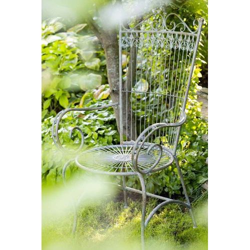 Gartensessel 117 cm – eleganter Metallsessel aus Eisen in Braun Grün