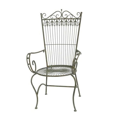 Gartensessel 117 cm – eleganter Metallsessel aus Eisen in Braun Grün
