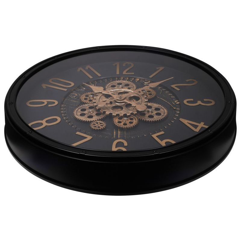 Skelett Wanduhr Industrial Vintage XL – große Design Wanduhr mit Zahnrad Optik in Schwarz und Gold