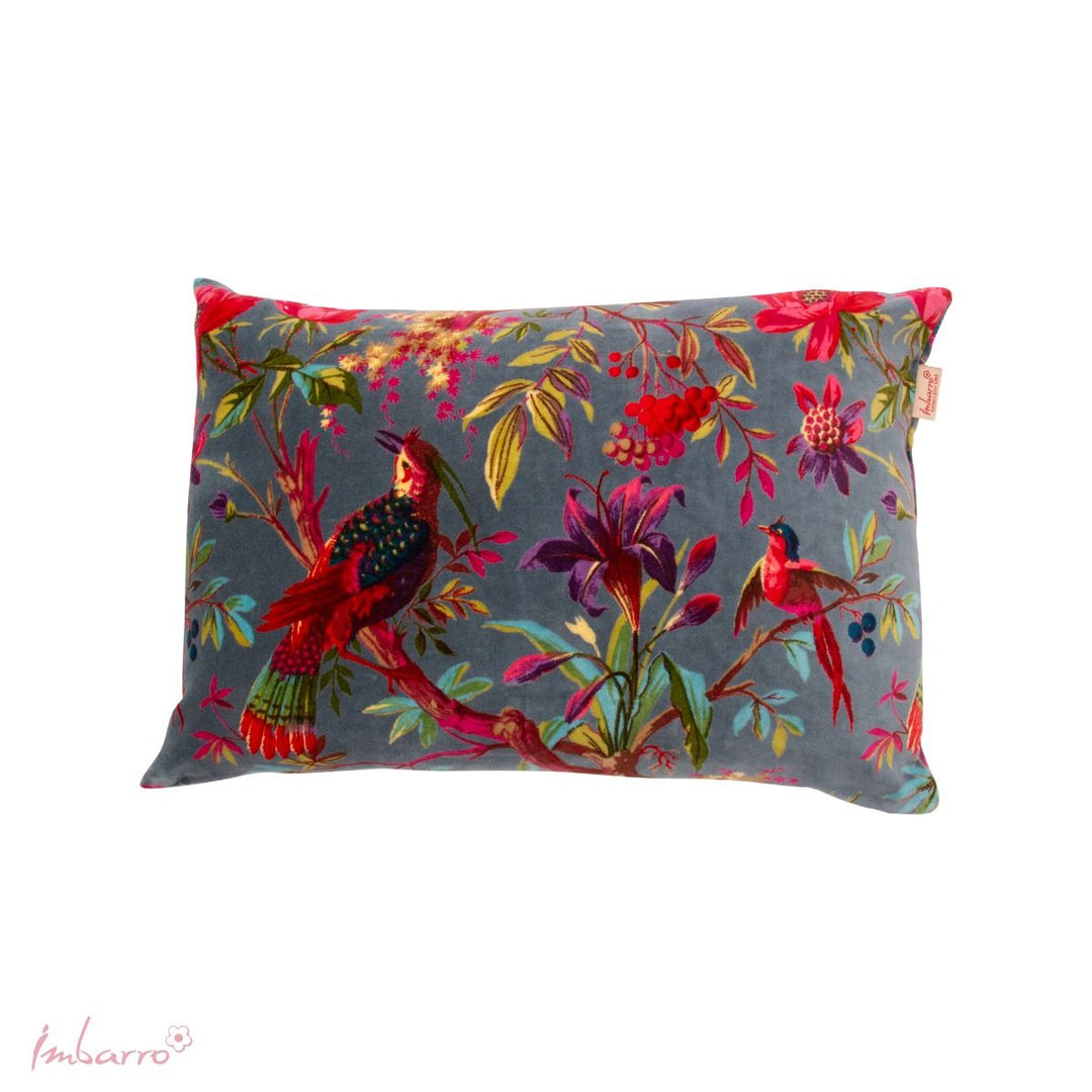 Pre -Order / Kissen Paradise Birds – luxuriöses Samtkissen mit exotischem Vogel und Blumen Design in 6 Farben