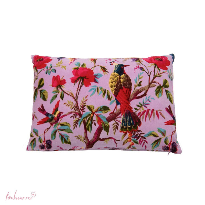Kissen Paradise Birds – luxuriöses Samtkissen mit exotischem Vogel und Blumen Design in 13 Farben