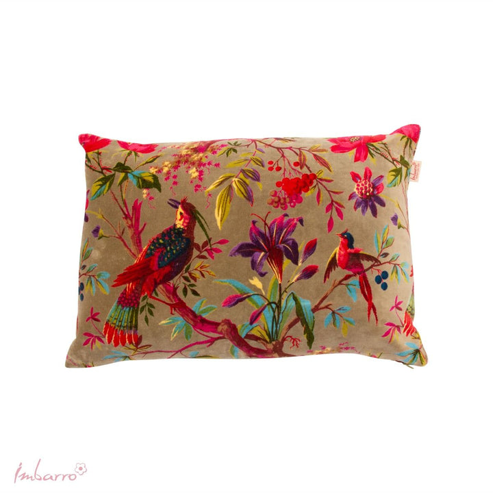 Pre -Order / Kissen Paradise Birds – luxuriöses Samtkissen mit exotischem Vogel und Blumen Design in 6 Farben