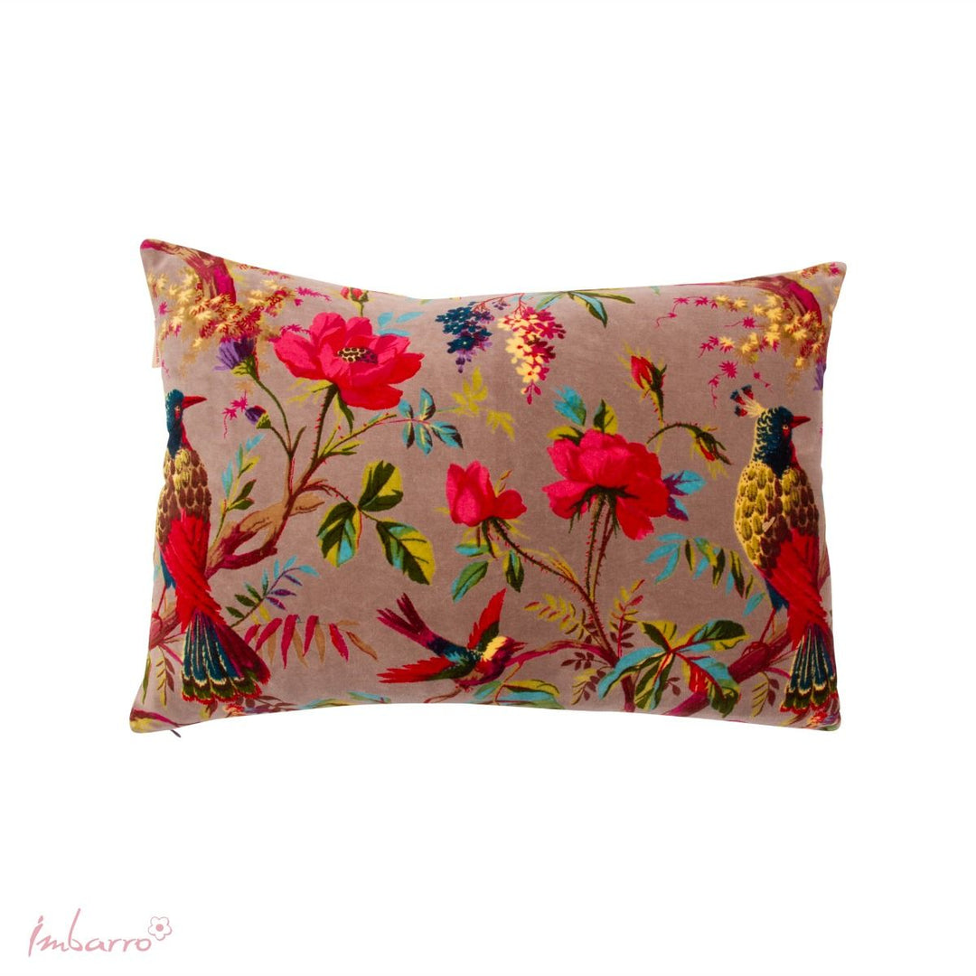 Pre -Order / Kissen Paradise Birds – luxuriöses Samtkissen mit exotischem Vogel und Blumen Design in 6 Farben