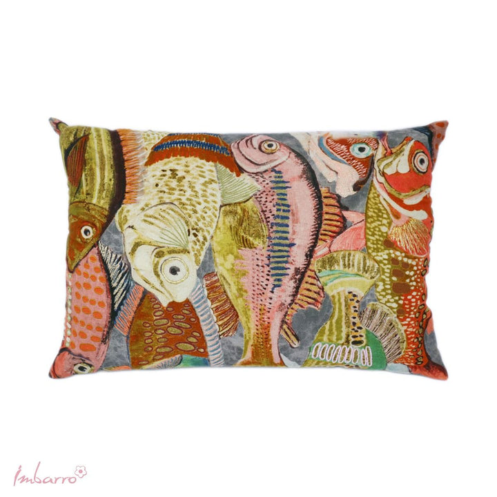 Kissen Ocean Art – dekoratives Baumwollkissen mit farbenfrohem Fischdesign