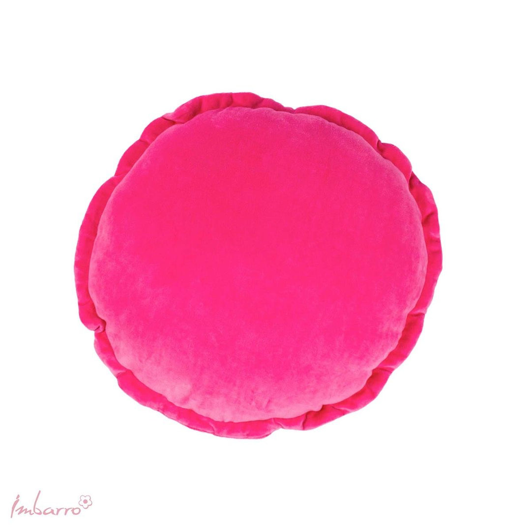 Kissen Round Ruffle Purple – rundes Samtkissen mit dekorativem Rüschenrand