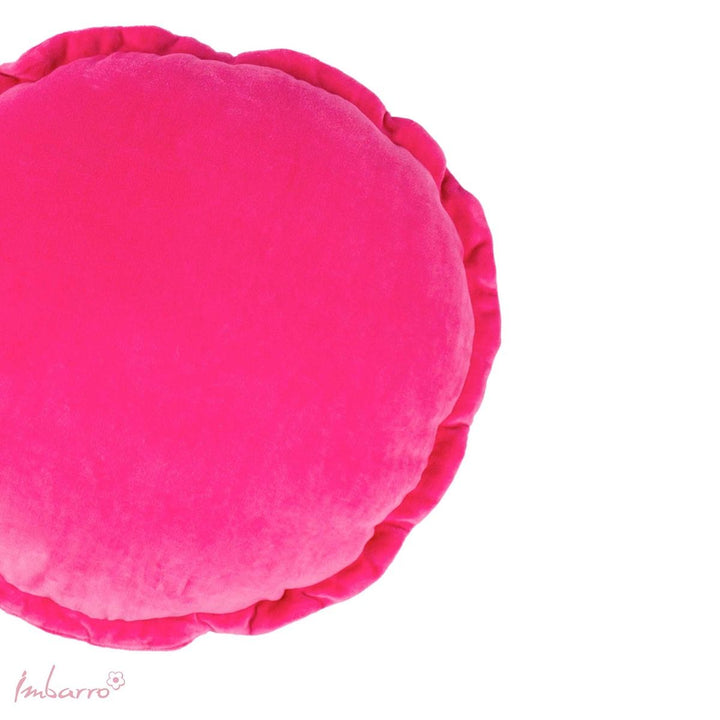 Kissen Round Ruffle Purple – rundes Samtkissen mit dekorativem Rüschenrand
