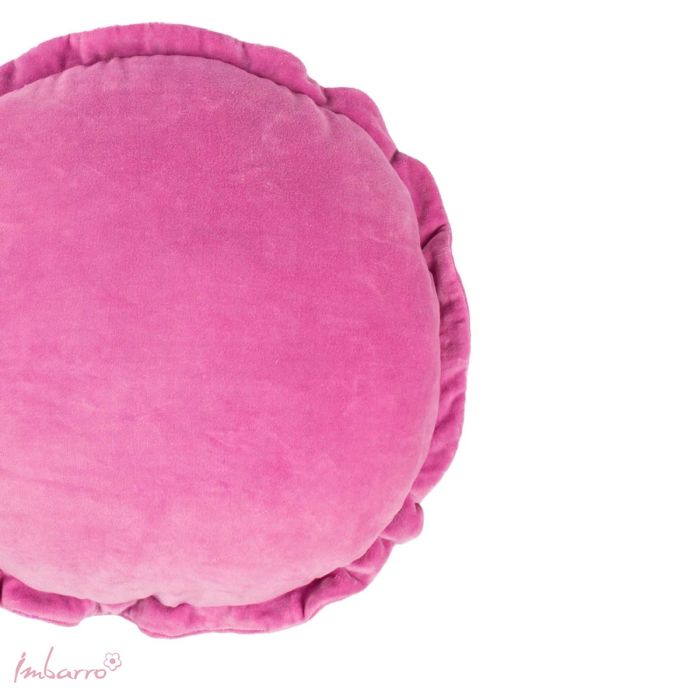 Kissen Round Ruffle Purple – rundes Samtkissen mit dekorativem Rüschenrand