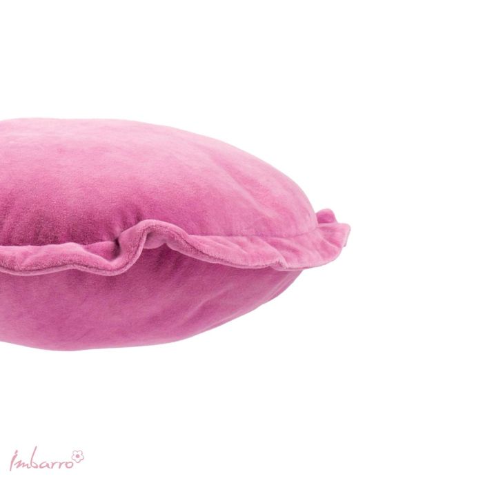 Kissen Round Ruffle Purple – rundes Samtkissen mit dekorativem Rüschenrand