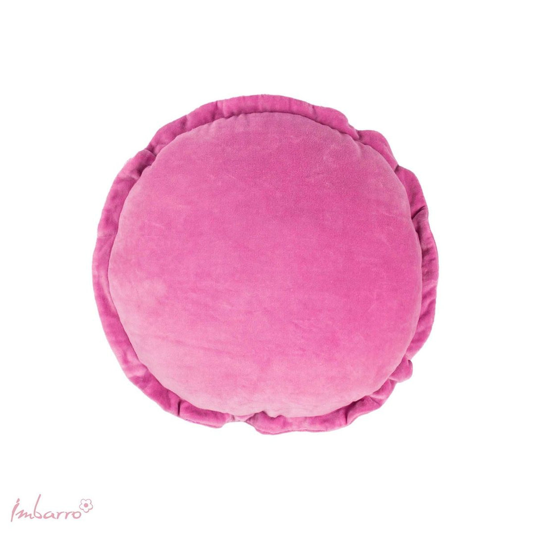Kissen Round Ruffle Purple – rundes Samtkissen mit dekorativem Rüschenrand