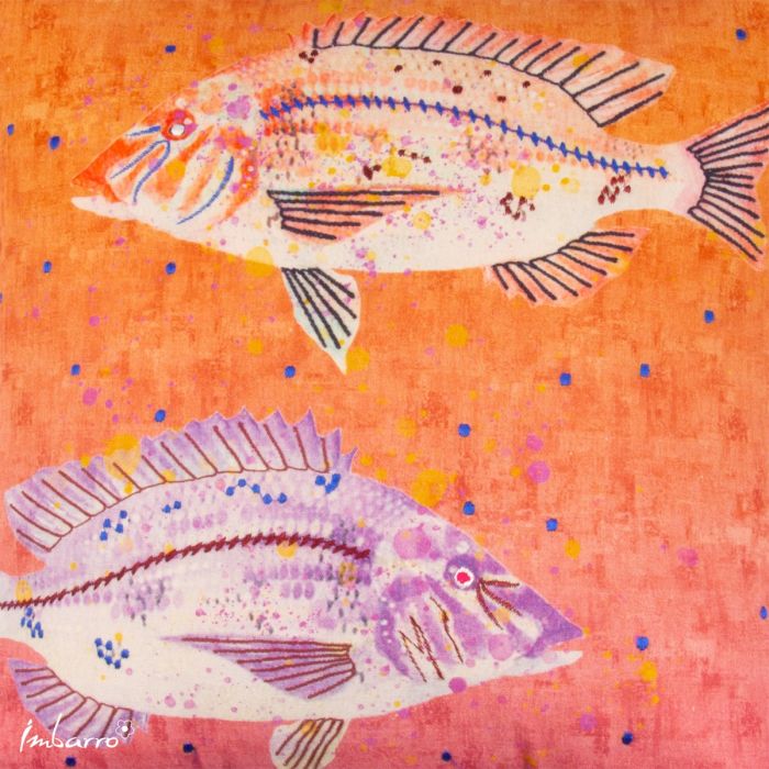 Kissen Coral Fish – dekoratives Baumwollkissen mit maritimem Fisch Design und Fransenrand