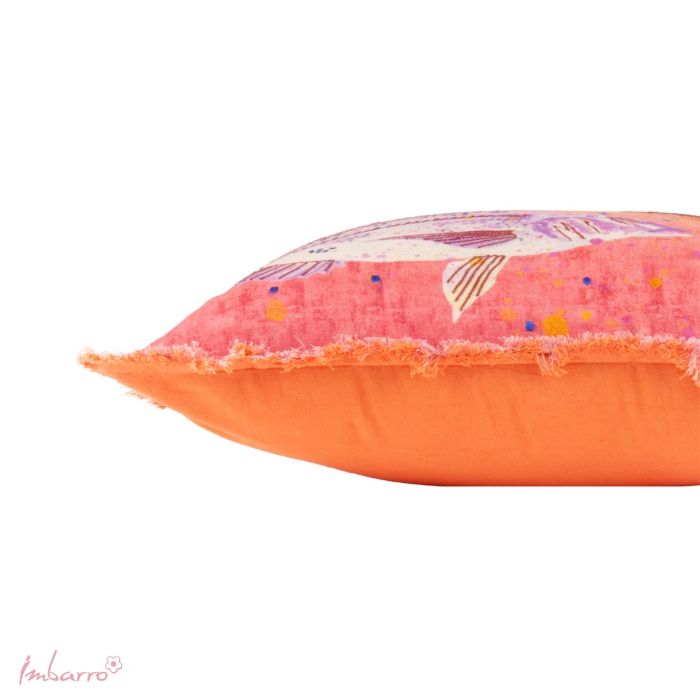 Kissen Coral Fish – dekoratives Baumwollkissen mit maritimem Fisch Design und Fransenrand