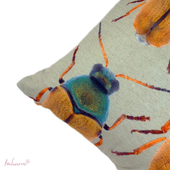 Kissen Beetle Art – dekoratives Baumwollkissen mit kunstvollem Käfermotiv