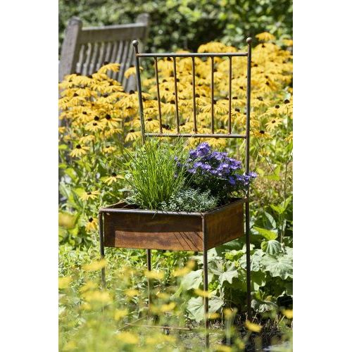 Pflanzstuhl 97 cm – dekorativer Blumenstuhl aus Eisen in Rostoptik
