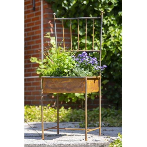 Pflanzstuhl 97 cm – dekorativer Blumenstuhl aus Eisen in Rostoptik