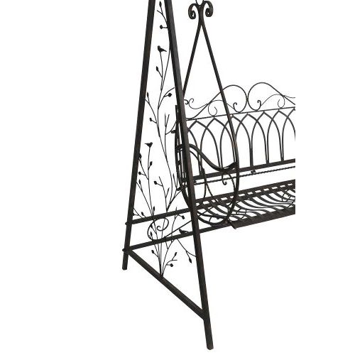 Hollywoodschaukel 205,5 cm – romantische Gartenschaukel aus Eisen in Dunkelbraun