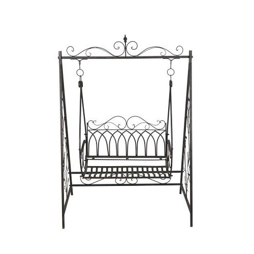 Hollywoodschaukel 205,5 cm – romantische Gartenschaukel aus Eisen in Dunkelbraun