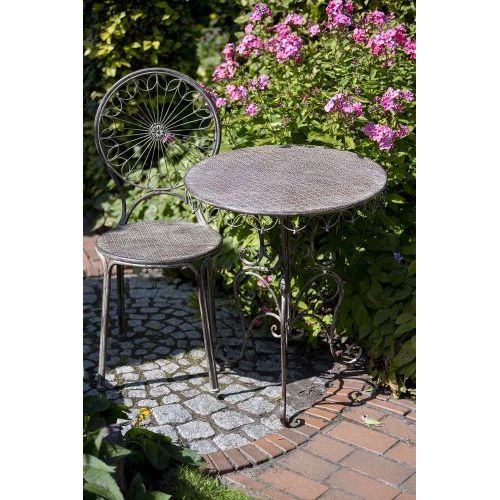 Gartenstuhl 2er Set 94 cm – elegante Metallstühle aus Eisen in Grau Braun