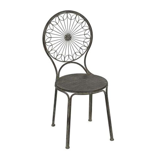 Gartenstuhl 2er Set 94 cm – elegante Metallstühle aus Eisen in Grau Braun