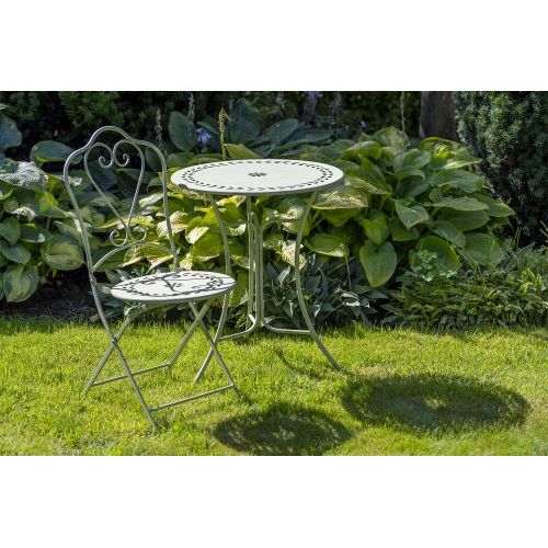 Gartentisch rund 59,5 cm – moderner Metalltisch aus Eisen in Hellgrün