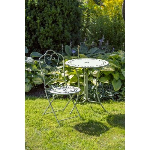 Gartentisch rund 59,5 cm – moderner Metalltisch aus Eisen in Hellgrün