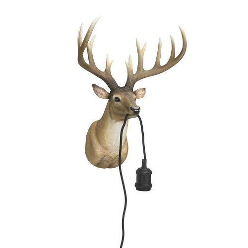 Wandlampe Hirsch – dekorative Wandlampe aus Polyresin in Braun