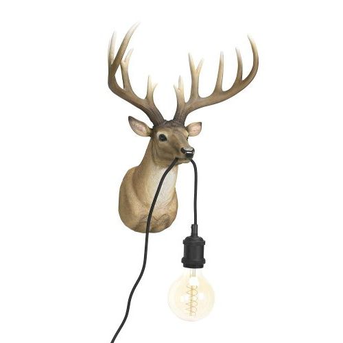 Wandlampe Hirsch – dekorative Wandlampe aus Polyresin in Braun