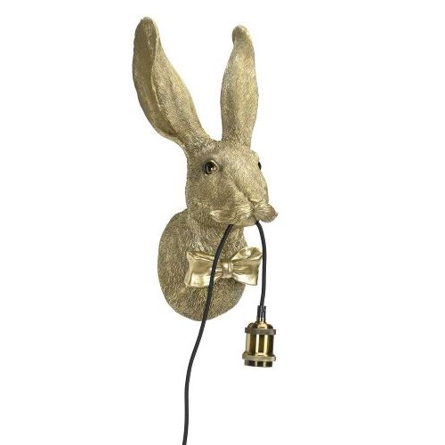 Wandlampe Hase – dekorative Wandlampe aus Polyresin in Gold