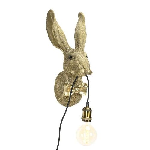Wandlampe Hase – dekorative Wandlampe aus Polyresin in Gold