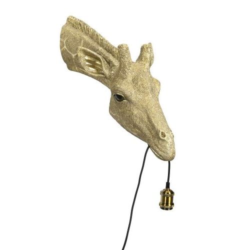 Wandlampe Giraffe – dekorative Wandlampe aus Polyresin in Gold
