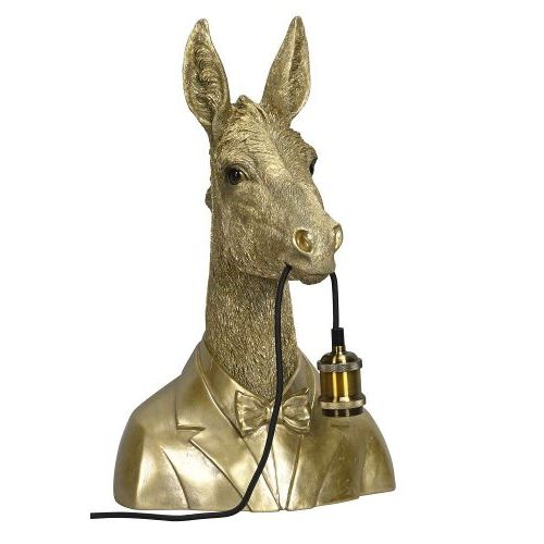 Lampe Esel – dekorative Tischlampe aus Polyresin in Gold