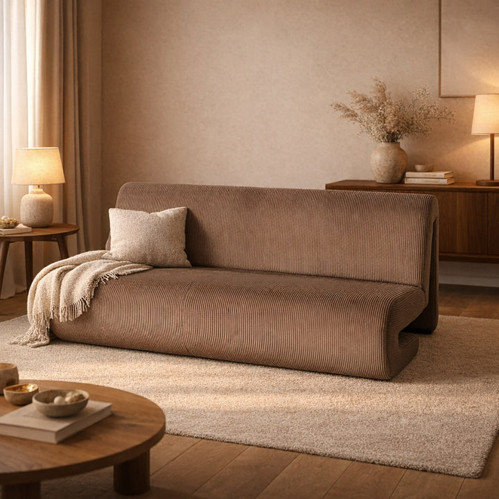 Sofa Poltrana – modernes Design Sofa in Beige Taupe mit strukturierter Oberfläche