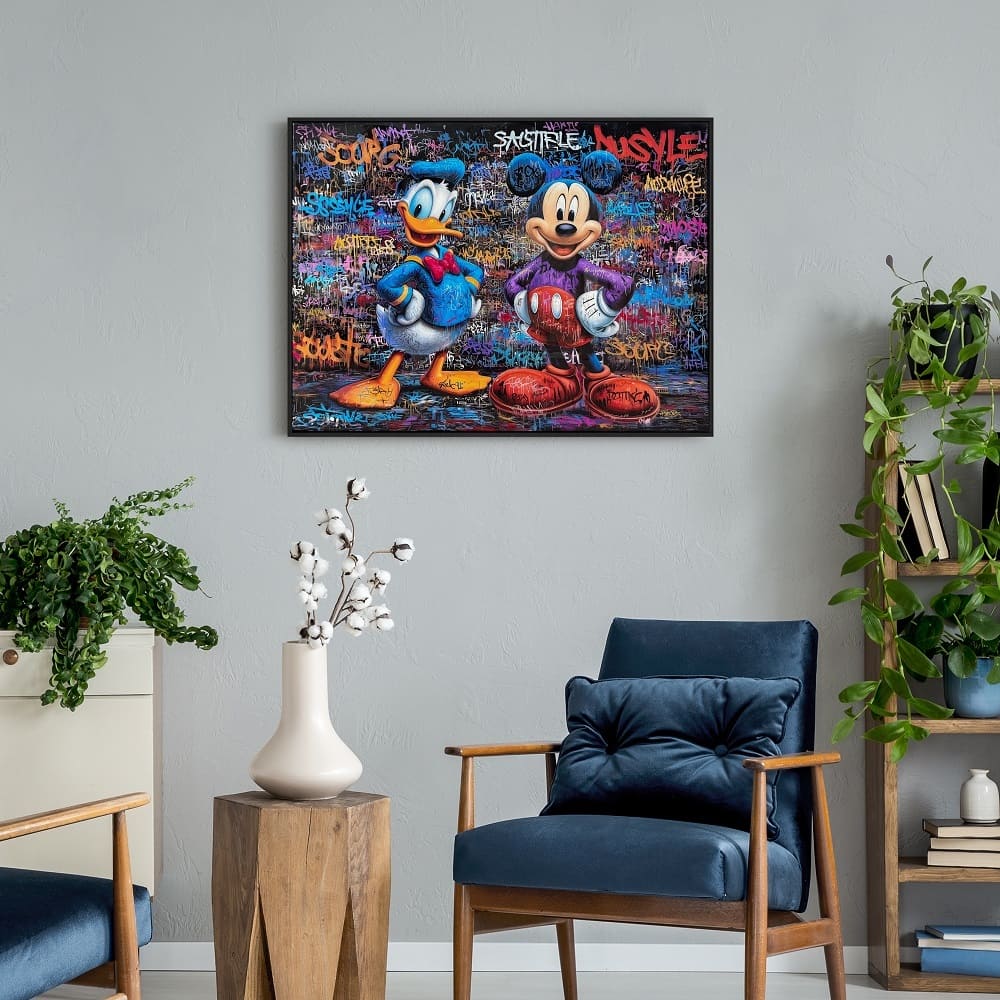 Wandbild Frame Donald and Mickey – moderne Pop Art, 80 × 60 cm