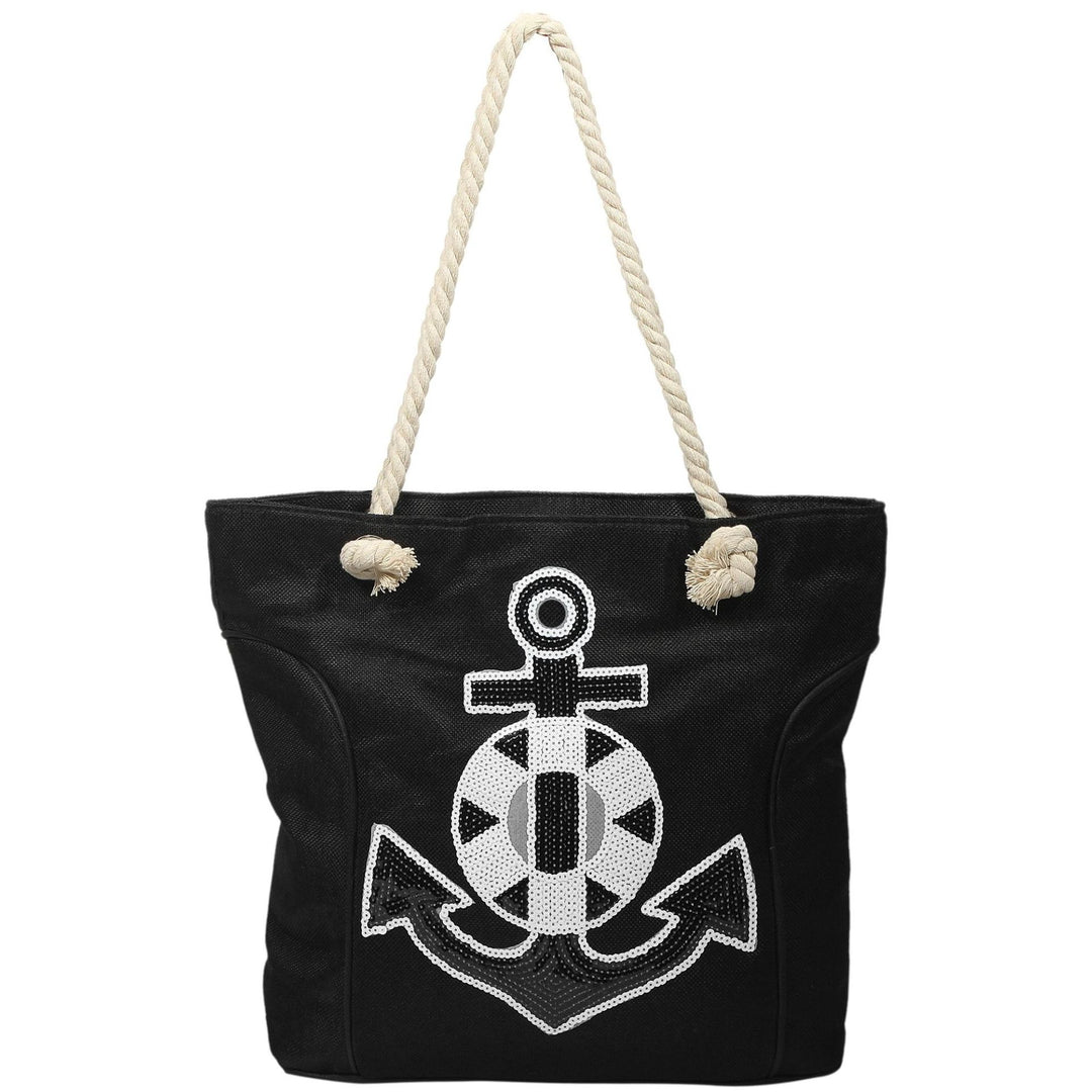 Strandtasche Anchor Shine – maritime Schultertasche mit Pailletten Ankermotiv in 4 Farben