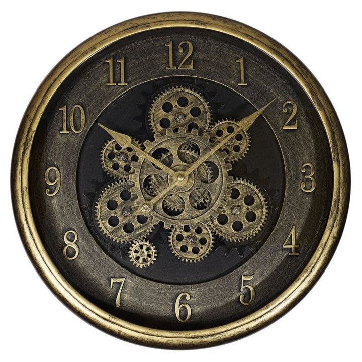 Skelett Wanduhr Industrial Vintage – stilvolle Wanduhr mit Zahnrad Design in Gold