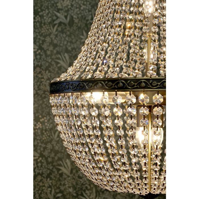 Versailles Kronleuchter – eleganter Kristall Kronleuchter in Antique Messing 55 cm
