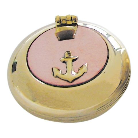 Klappaschenbecher Anker – maritimer Taschenaschenbecher aus Messing mit Kupferdeckel