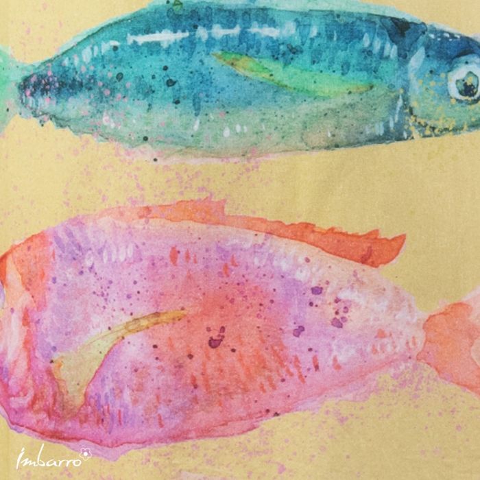 Küchenschürze Fisch Gelb – farbenfrohe Schürze aus Baumwolle mit maritimem Design
