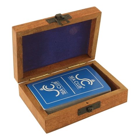 Spielkarten Box Akazienholz – Kartenbox mit Lasergravur und Verschluss