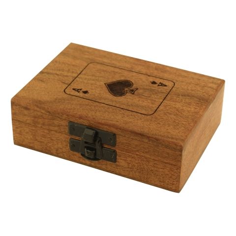 Spielkarten Box Akazienholz – Kartenbox mit Lasergravur und Verschluss