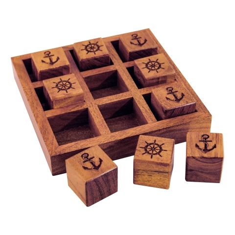 Spiel Anker und Steuerrad aus Akazienholz – maritimes Holzspiel mit Lasergravur