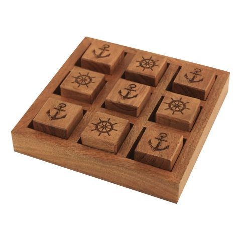 Spiel Anker und Steuerrad aus Akazienholz – maritimes Holzspiel mit Lasergravur