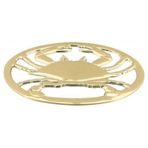 Untersetzer Krabbe – maritimer Glasuntersetzer aus Messing in Gold