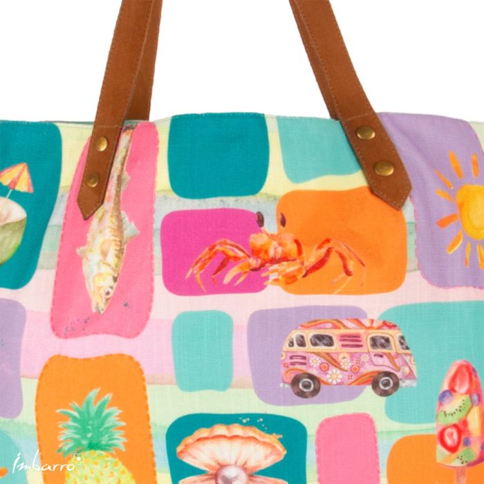 Shopper Tasche Summer Vibes – kompakte Baumwolltasche mit maritimem Design in Multicolor